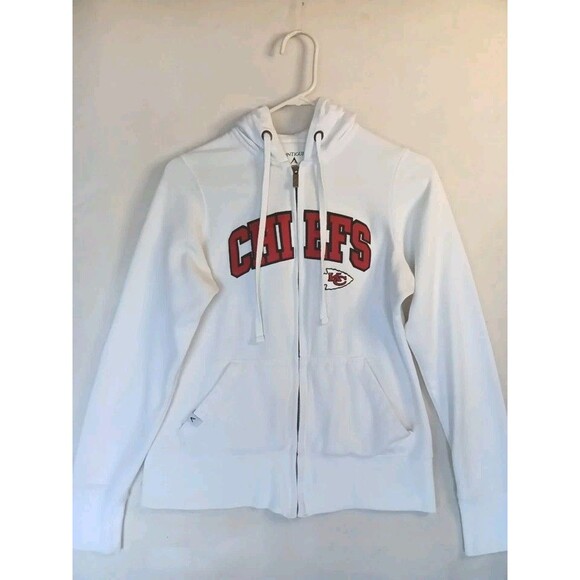 Tops - KANSAS CITY CHIEFS WHITE FULL ZIP HOODIE WOMENS SMALL ANTIGUA EMBROIDERED